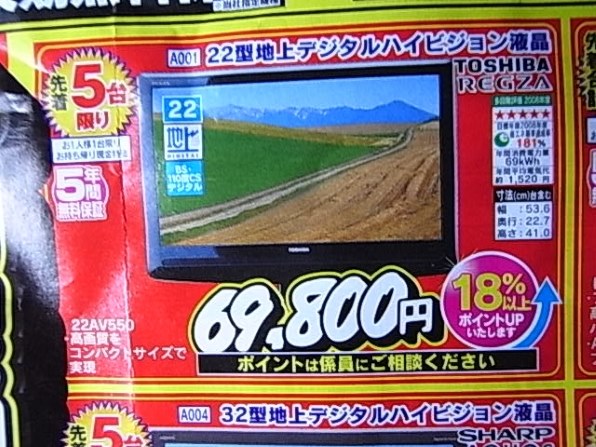 東芝 REGZA 22AV550 [22インチ]投稿画像・動画 - 価格.com